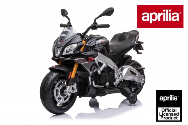 Lizenz Kinder Elektro Motorrad Aprilia Tuono V4 2x 20W 12V 7Ah Stützräder