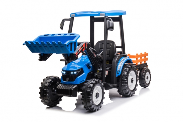 Elektro Kinder Traktor Pushdozer mit Schaufel 2x120W 12V/10Ah inkl. Anhänger