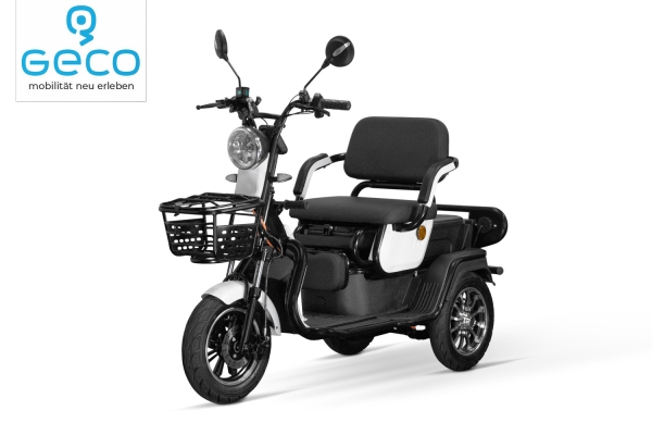 EEC Elektromobil Geco Senio CX2 0.8kW 60V 25Ah Dreirad mit 25km/h Zulassung Seniorenmobil für 2 Personen