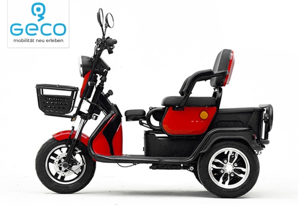 EEC Elektromobil Geco Senio CX2 0.8kW 60V 25Ah Dreirad mit 25km/h Zulassung Seniorenmobil für 2 Personen