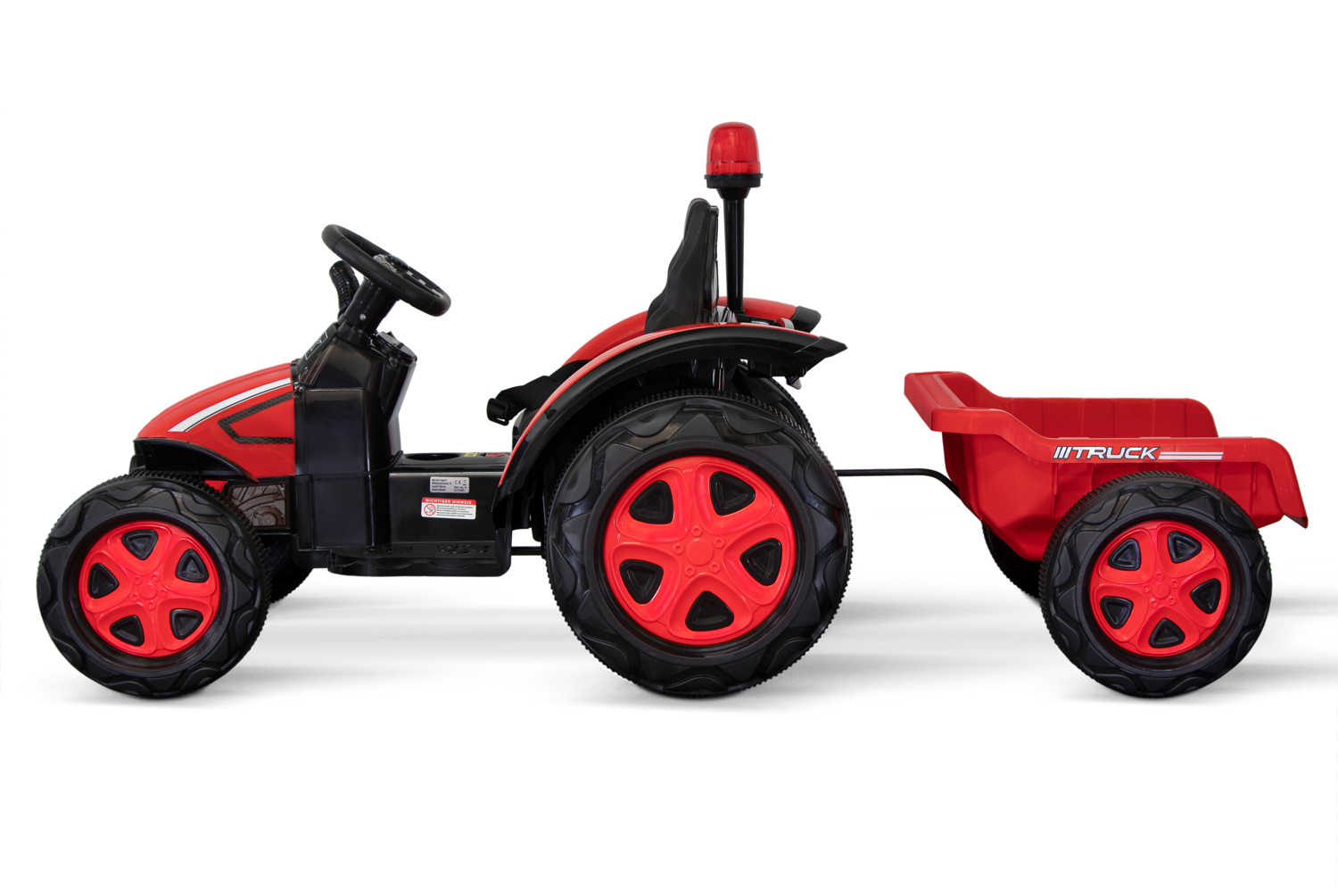 Menila GmbH - Kinder Elektro Traktor mit Warnleuchte 2x35W 12V/7Ah inkl.  Anhänger