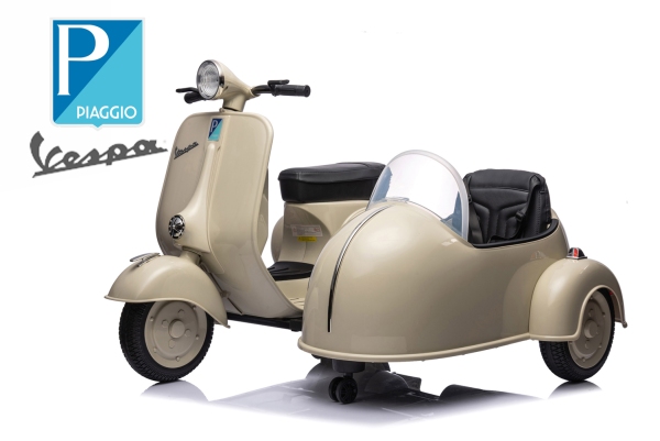 Elektro Kinder Motorrad Vespa 150 VL1T mit Beiwagen 2x35W 12V 7A