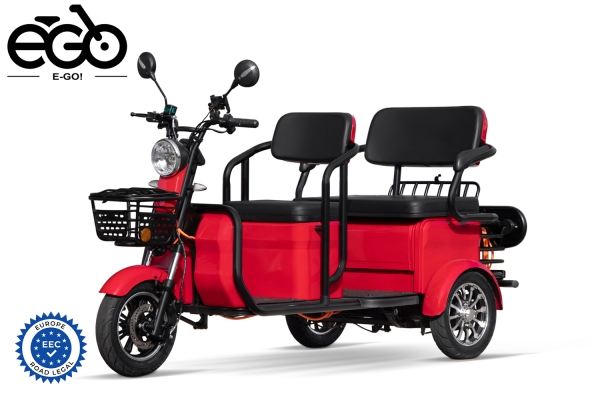 EEC Elektromobil E-GO! City AX3 2.1kW 72V 20Ah Dreirad mit 25km/h Zulassung Seniorenmobil für 2 Personen