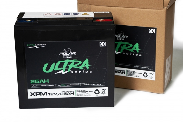 12V|25Ah Polar Bär Batterie Ultra Serie XPM AGM Passend für Elektro Fahrzeuge