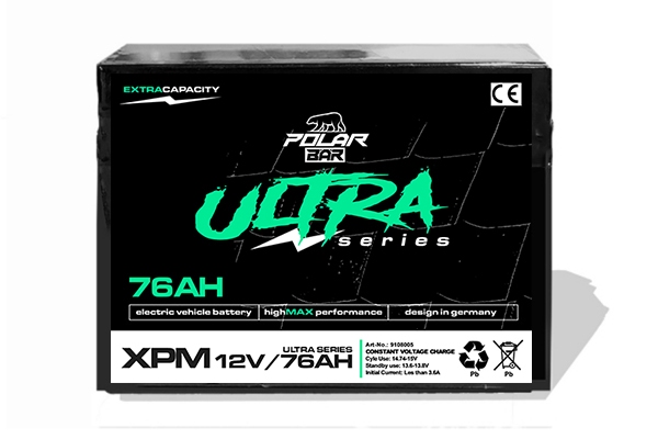 12V|76Ah Polar Bär Batterie Ultra Serie XPM AGM passend für Elektro Fahrzeuge