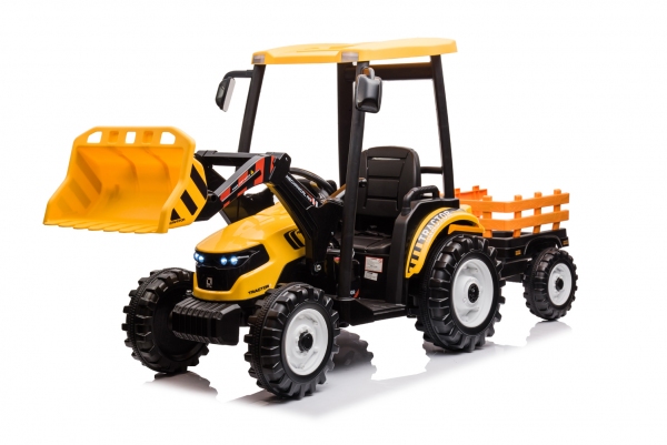 Elektro Kinder Traktor Pushdozer mit Schaufel 2x120W 12V/10Ah inkl. Anhänger