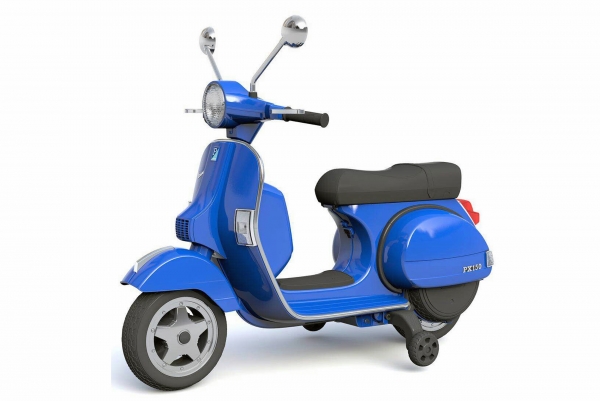 Lizenz Piaggio Vespa Roller Scooter Kinder Motorrad mit Stützräder Elektro Auto 2x 20W 12V 7Ah